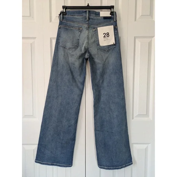 RE/DONE Mid Rise Wide Leg Jeans Button Fly Womens Size 28 Blasted Wash NWT $295